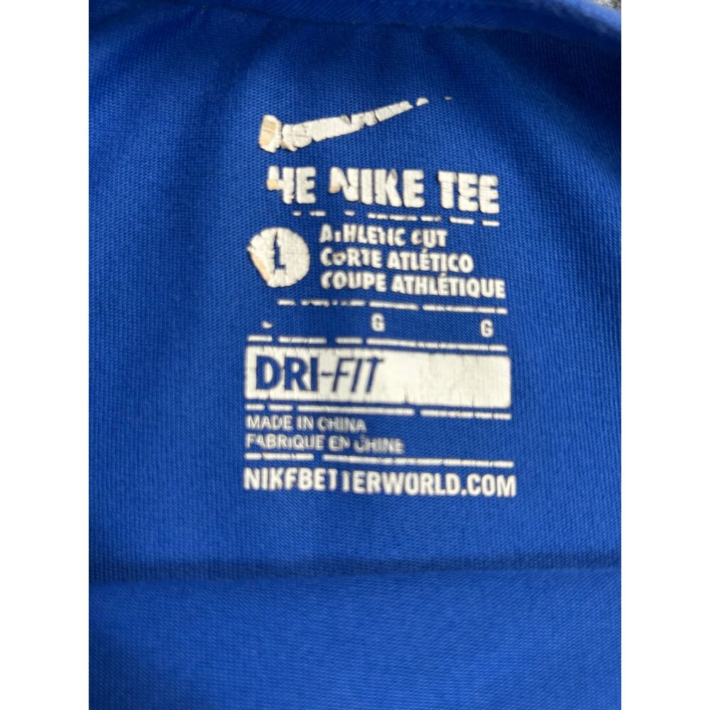 Nike Dri-FIT Logo Graphic T-Shirt Men's Large Blue Athletic Training Gym Tee - Picture 3 of 7